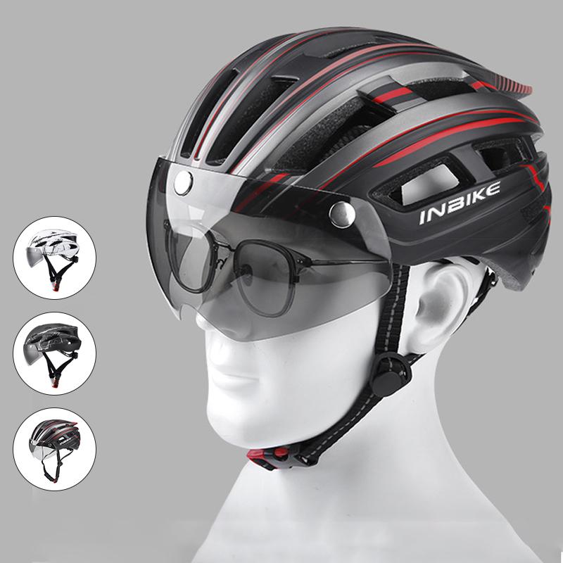 Kask rowerowy – okulary, wizjer, tylne światło LED