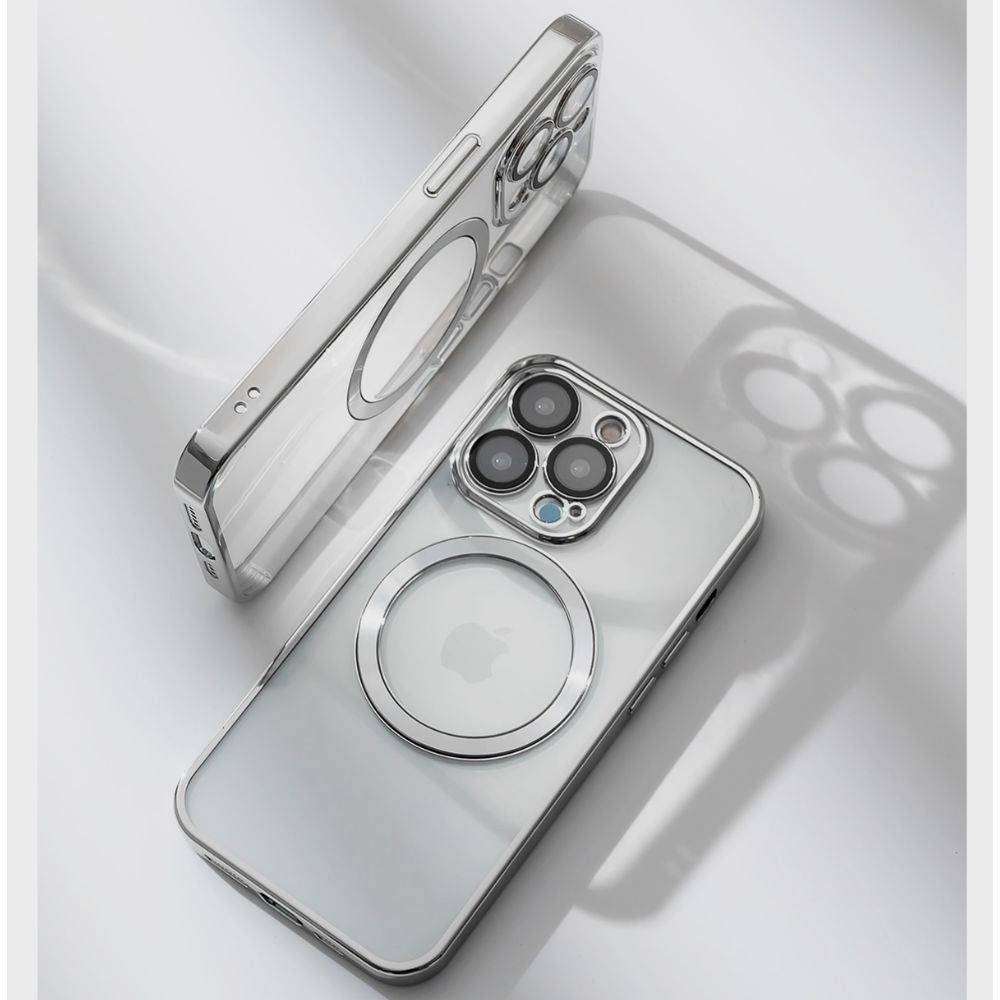 Tunt genomskinligt iPhone-skal – magnetisk ring och trådlös laddning