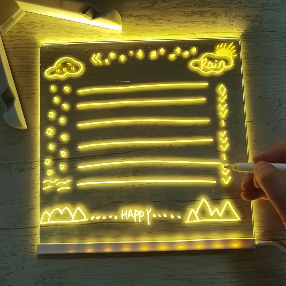 لوحة رسائل LED تعمل عبر USB — مفكرة مضيئة و12 قلمًا ملونًا