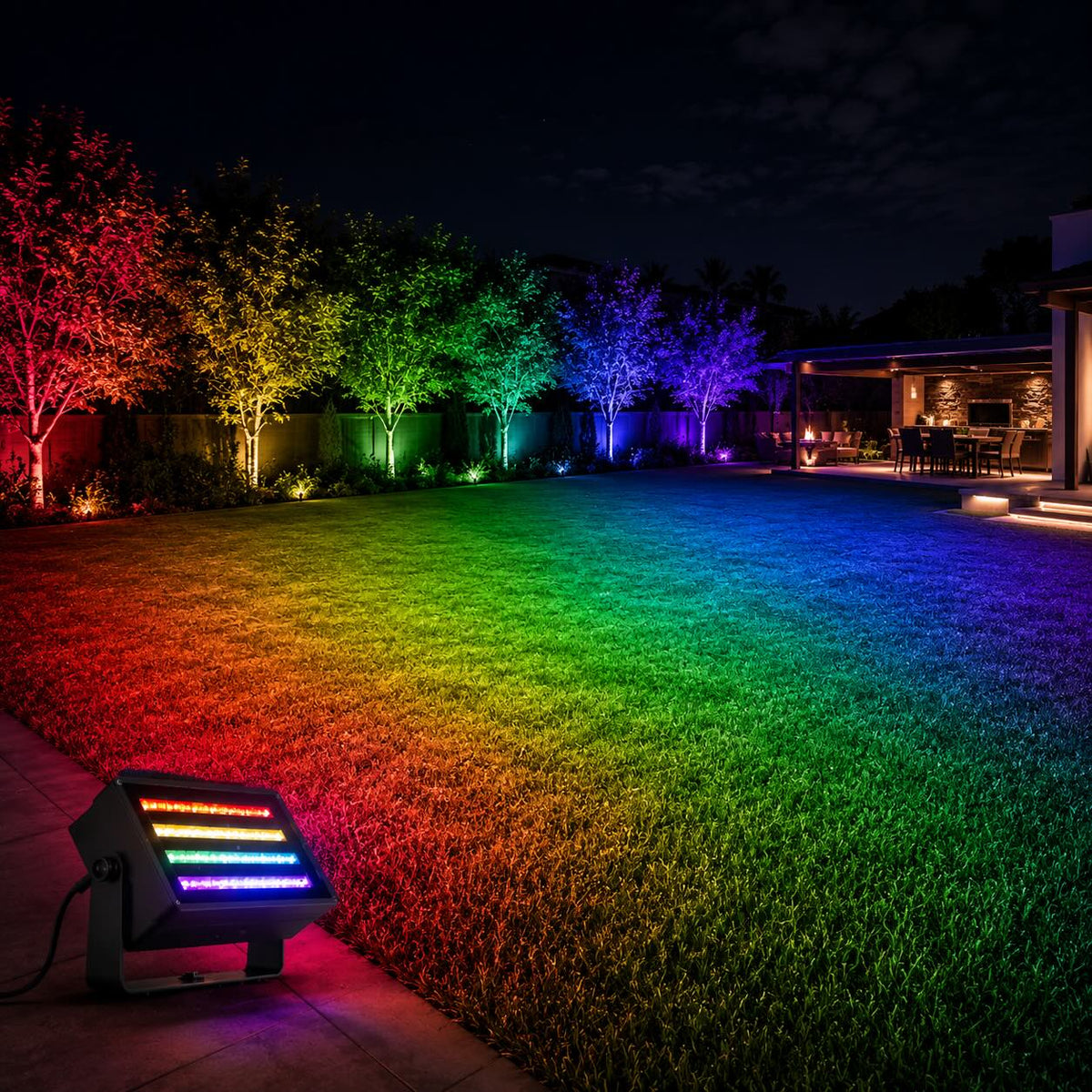 Modern Outdoor Wall-Mounted Aluminum Flood Light — Waterproof RGB LED, 48W / 72W