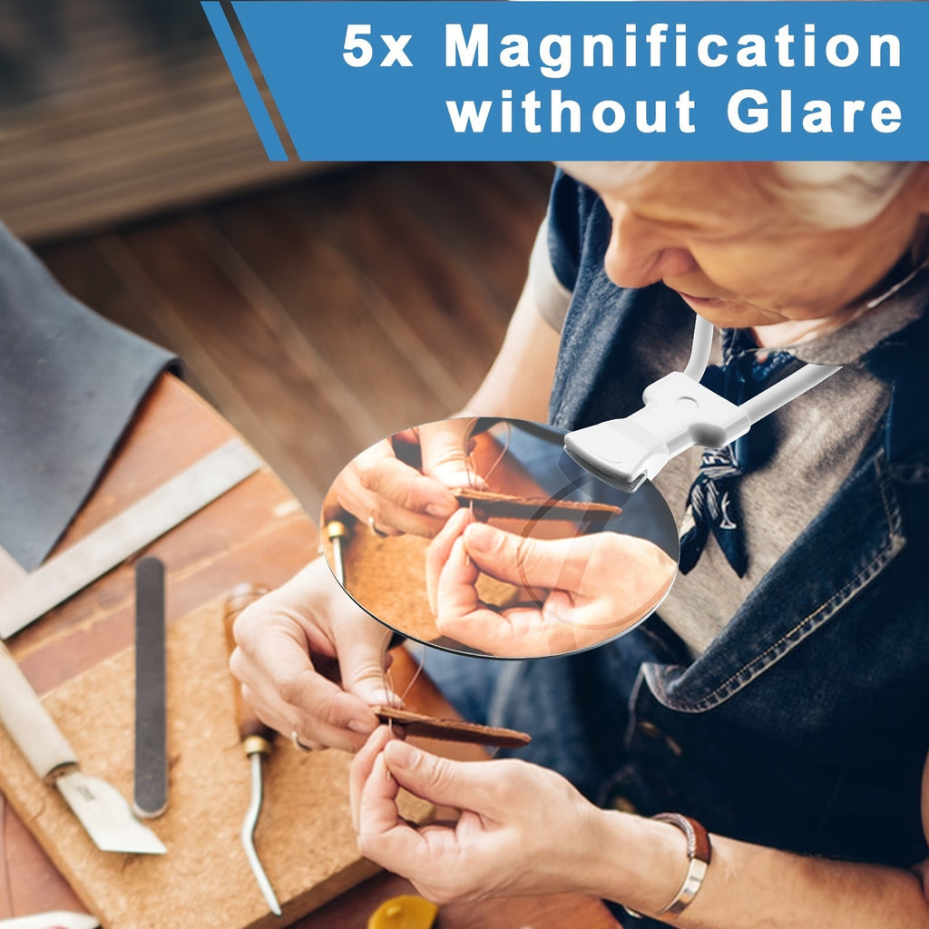 5X Magnifier Pro 免手持可调节颈挂式放大镜 — 5X 光学放大镜片