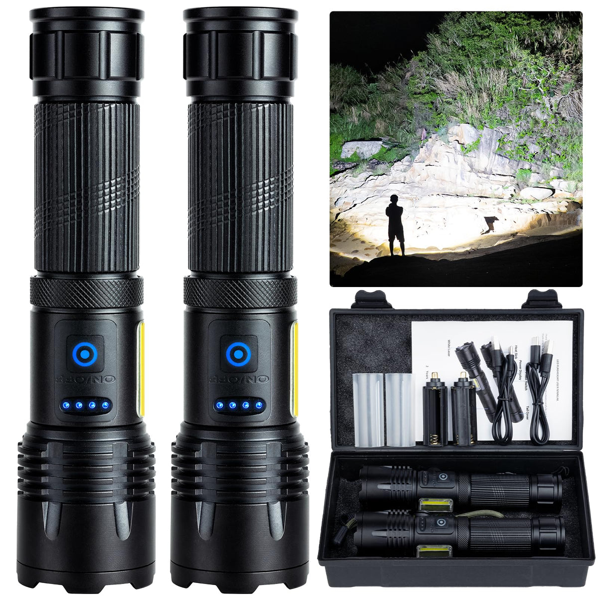 Rechargeable LED Flashlight — 990,000 Lumens, 7 Modes, IPX7 Waterproof
