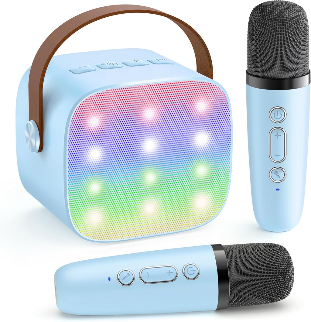 Przenośny minikaraoke Veylo — głośnik Bluetooth, 2 mikrofony bezprzewodowe