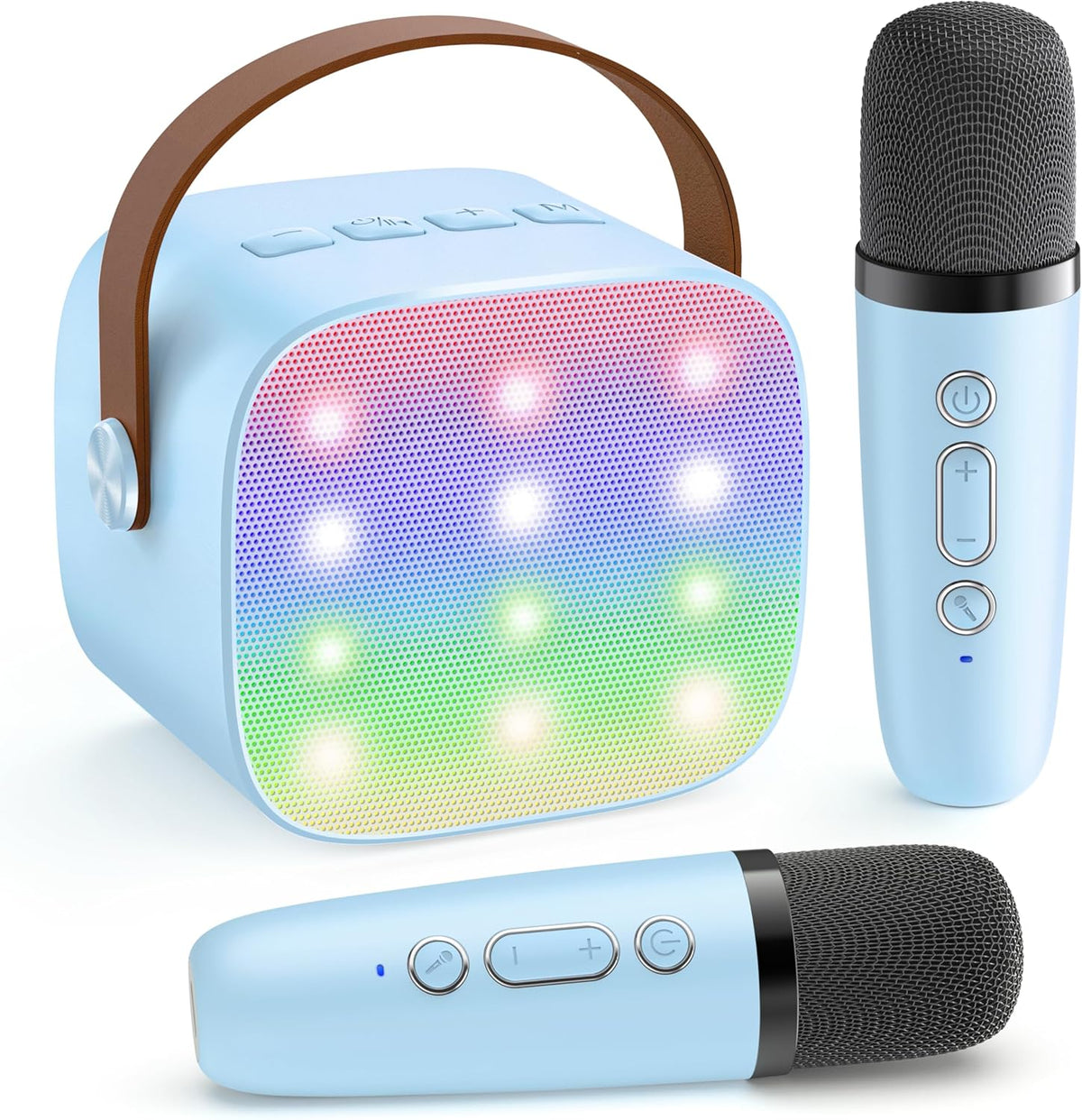 Przenośny minikaraoke Veylo — głośnik Bluetooth, 2 mikrofony bezprzewodowe