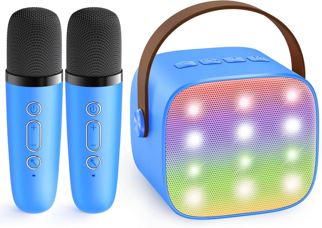 Przenośny minikaraoke Veylo — głośnik Bluetooth, 2 mikrofony bezprzewodowe