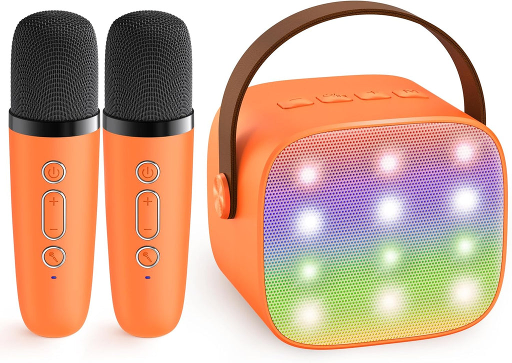 Przenośny minikaraoke Veylo — głośnik Bluetooth, 2 mikrofony bezprzewodowe