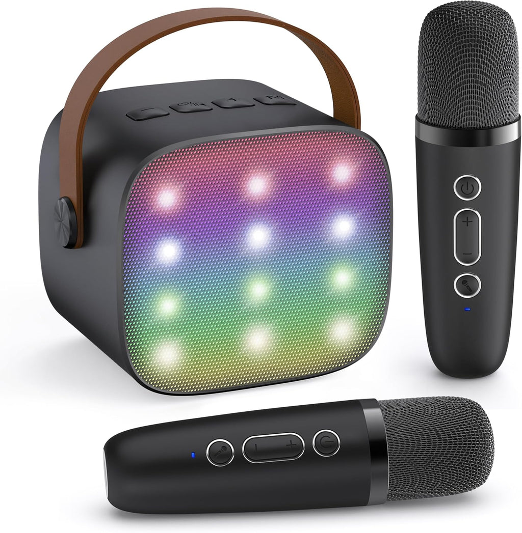 Przenośny minikaraoke Veylo — głośnik Bluetooth, 2 mikrofony bezprzewodowe