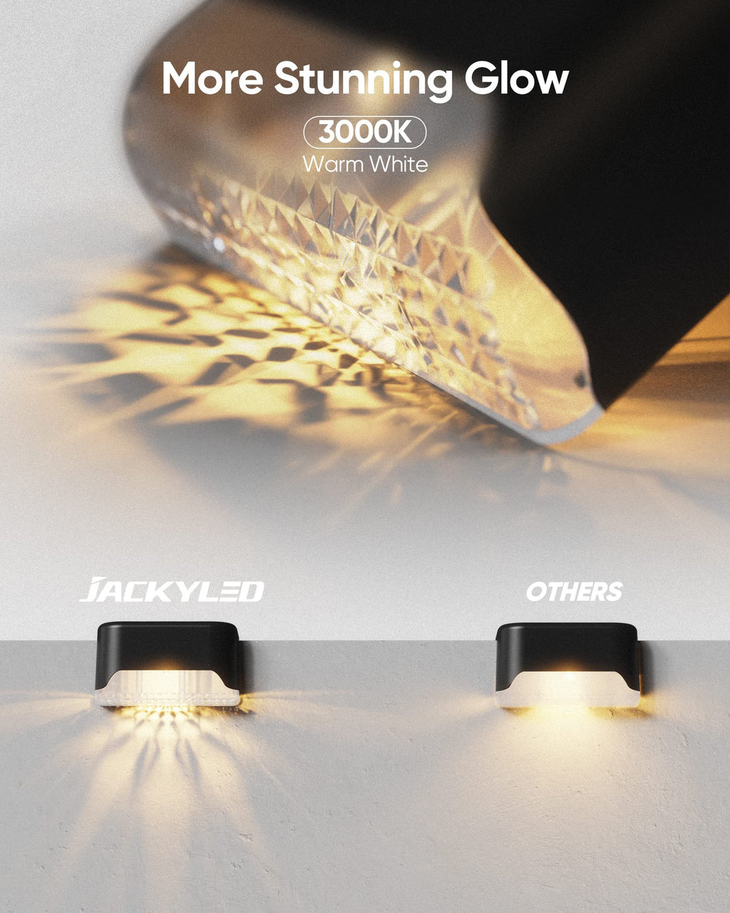 Zestaw 16 solarnych lamp tarasowych — wodoodporne oświetlenie ogrodzenia LED, czarne