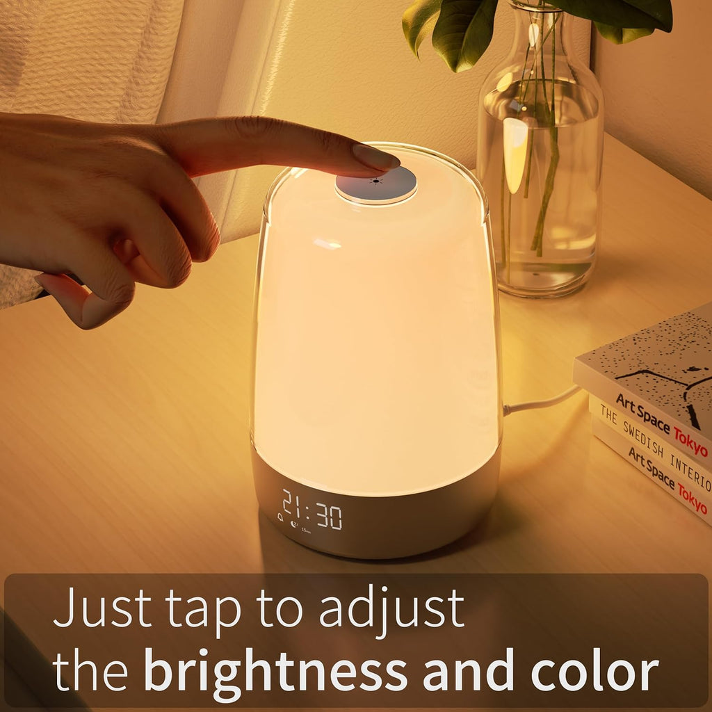 Luz de despertar Aurora — simulação do nascer e do pôr do sol, recarregável por USB-C
