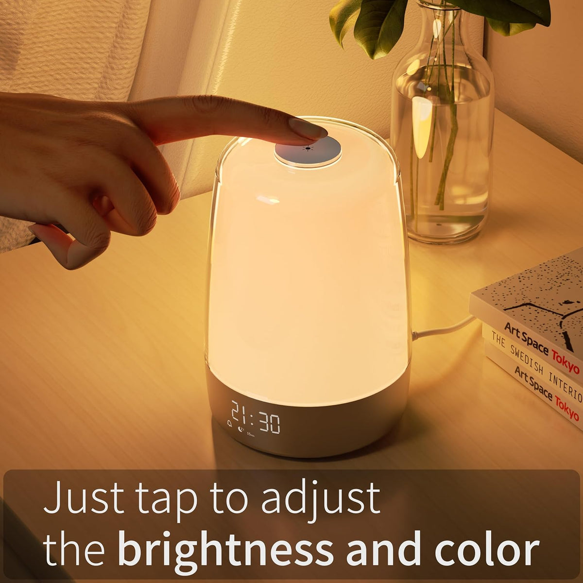 Luz de despertar Aurora — simulação do nascer e do pôr do sol, recarregável por USB-C