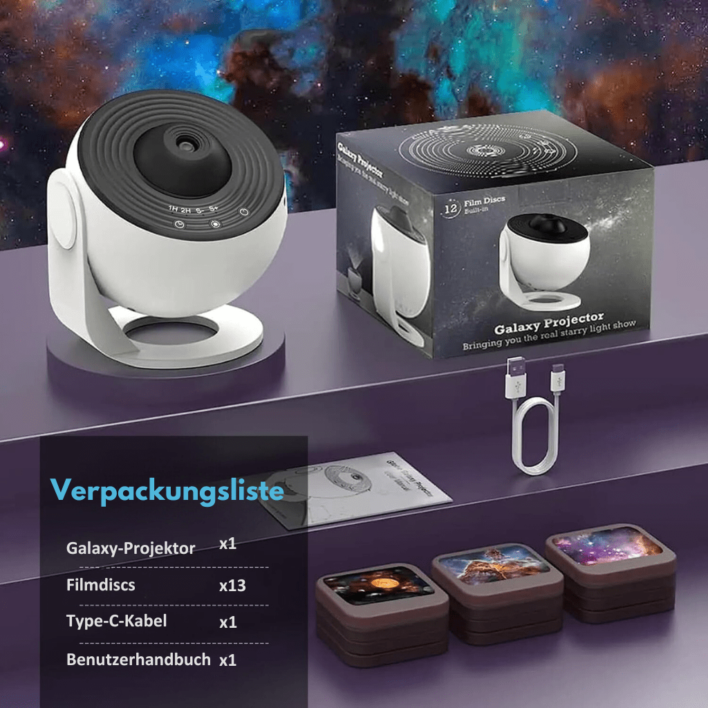 HD Starry Sky Projector — 13 Galaxy Discs, Auto Timer, Quiet