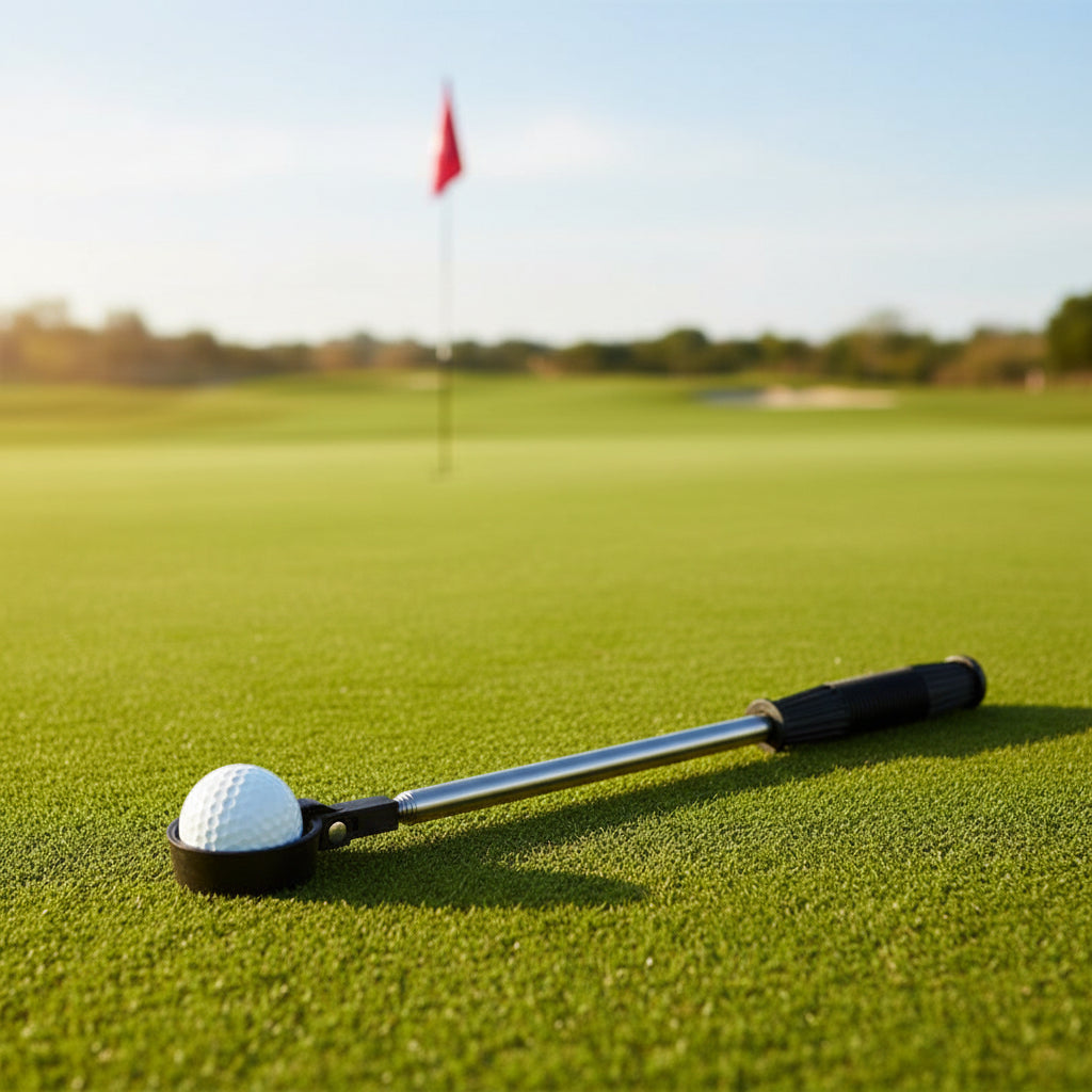 Teleskopický sběrač golfových míčků – nerezová tyč a rukojeť s pohodlným úchopem