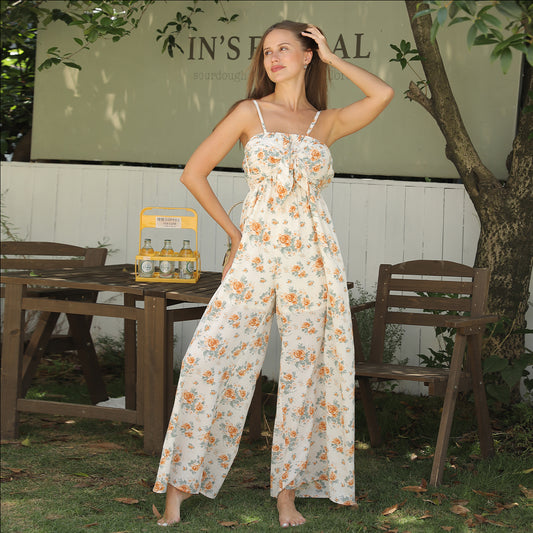 Combinaison Fleurie Évasée – Élégance Légère et Look d'Été Inoubliable