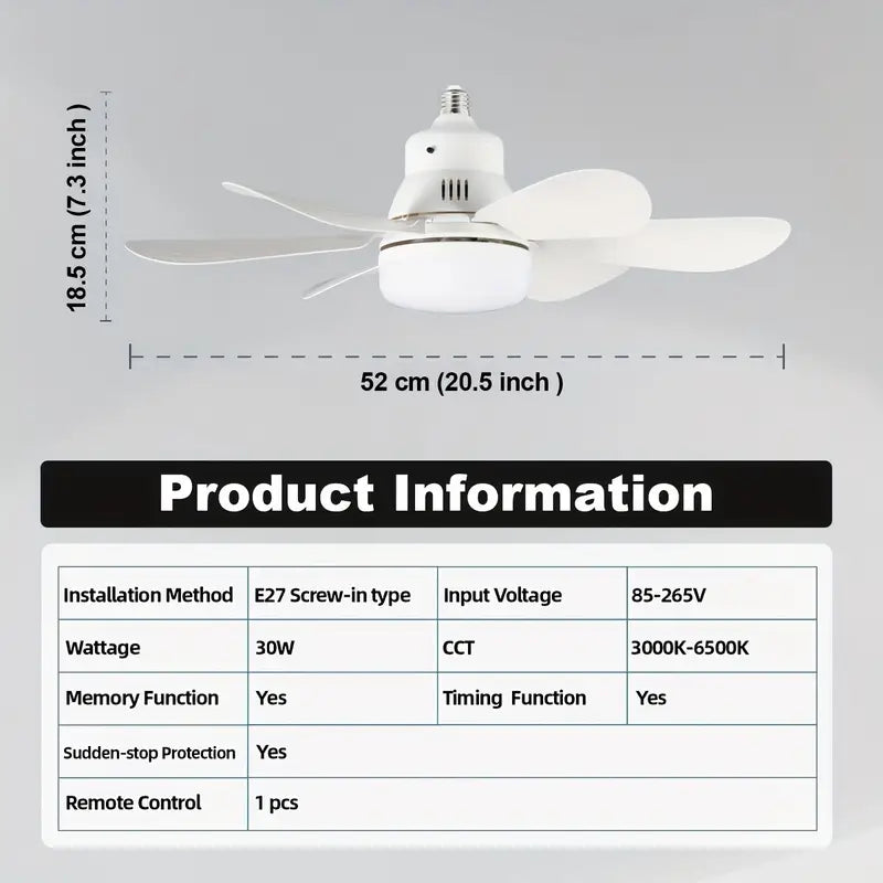 Lumera takfläkt med integrerad LED-lampa – trådlös fjärrkontroll