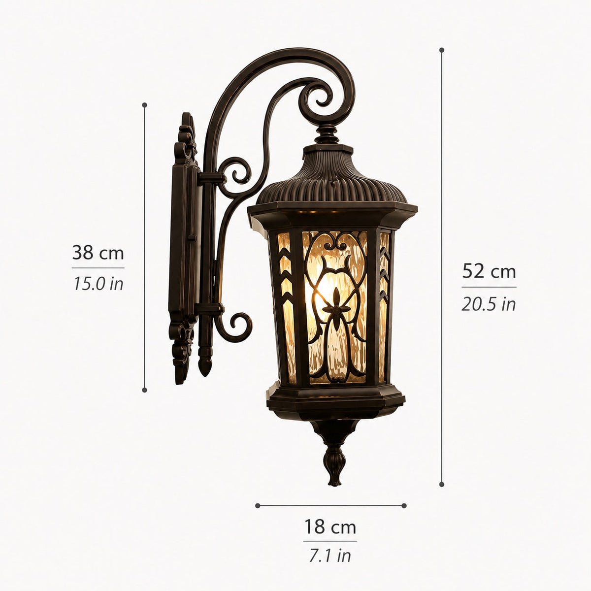 Vintage LED-vägglampa — vattentät utomhusarmatur i pressgjuten aluminium och glas