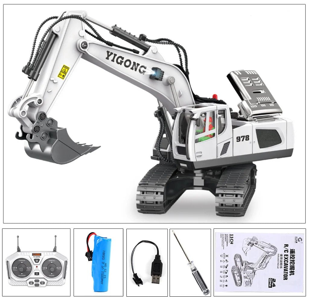 Excavator hidraulic la scară 1/14 G308H — construcție integrală din metal, RTR