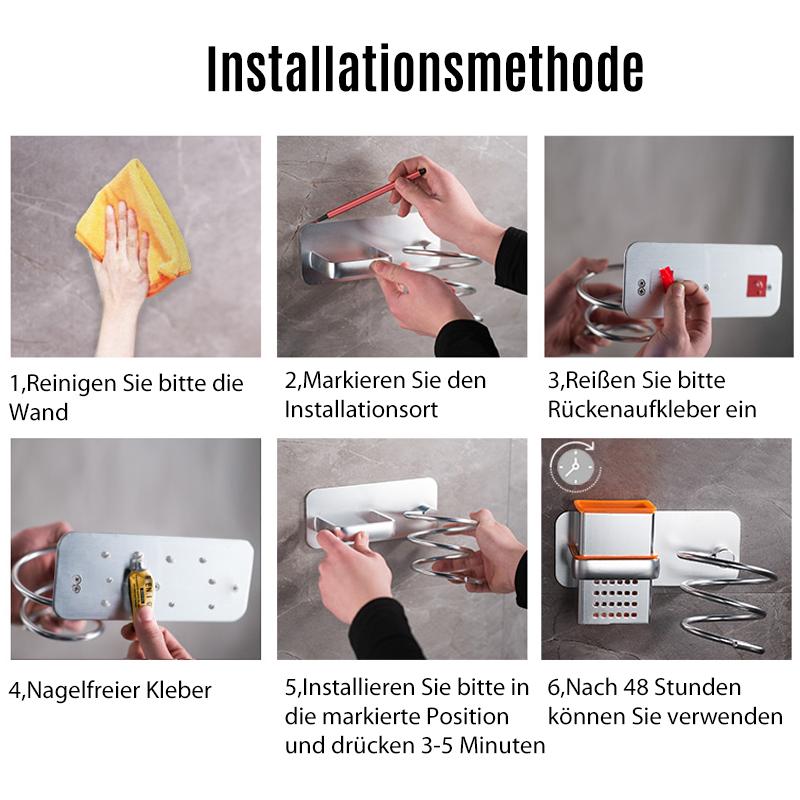 Soporte de pared de aluminio para secador de pelo