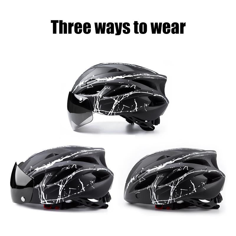 Kask rowerowy – okulary, wizjer, tylne światło LED