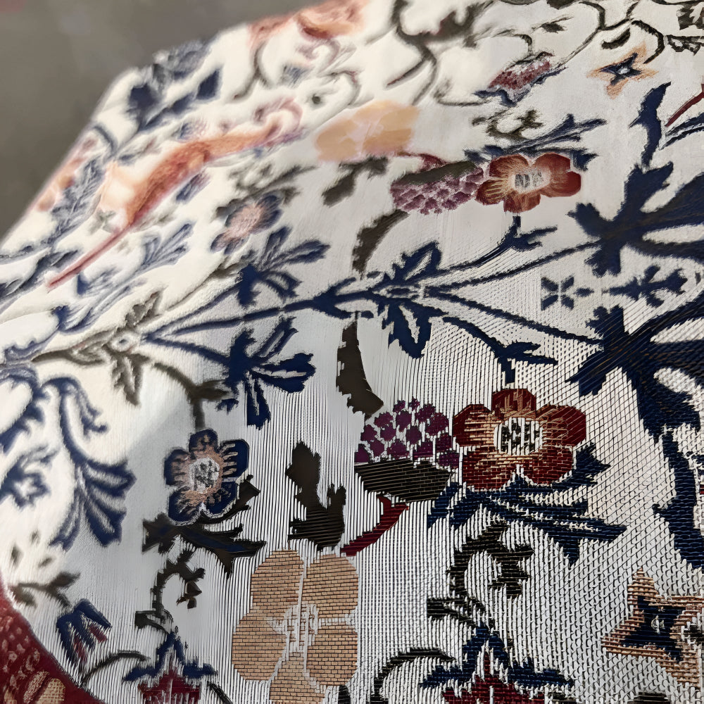 Floral & Bird Jacquard Table Runner — Vintage Motif