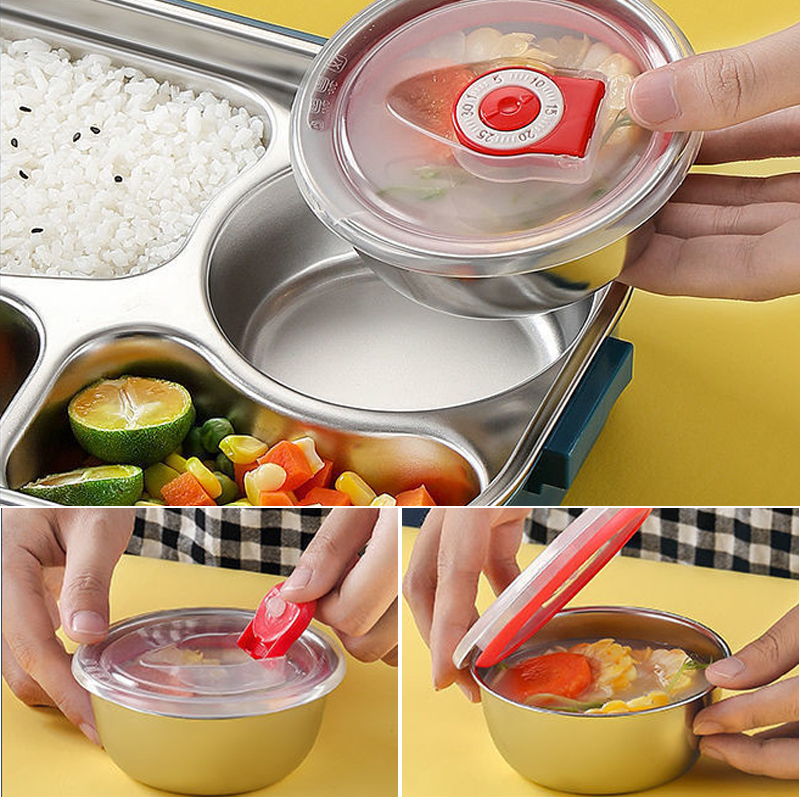 Stainless Steel Bento Lunch Box – 3 or 4 Compartments, Soup Bowl, Stackable Meal Container