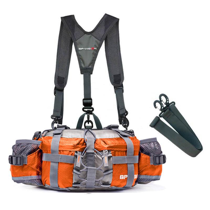 Adjustable Nylon Hiking Waist Pack — 26–50in Strap, Breathable Mesh Pad, 11x5x6in
