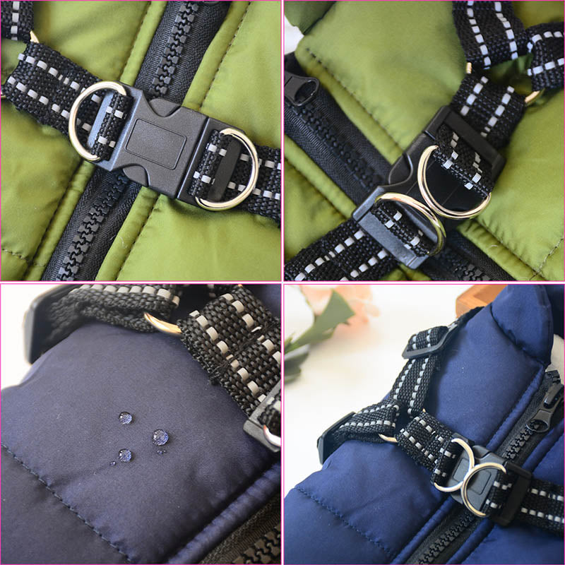 Waterproof Winter Dog Jacket — Integrated Harness Design