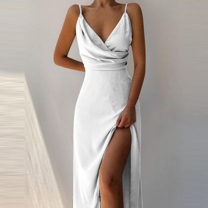 Robe Satinée Fendue