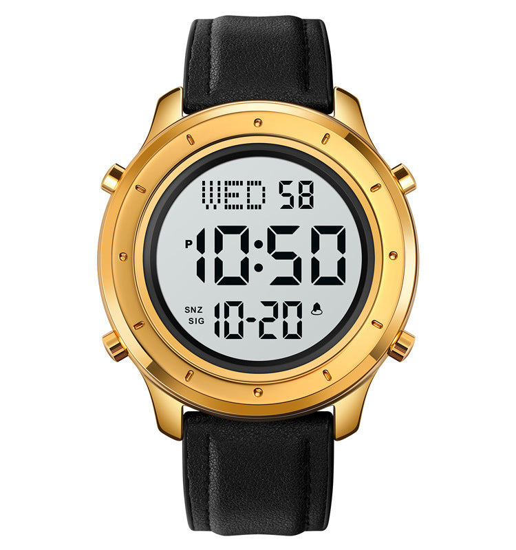 Men's Multifunction Electronic Watch — 47mm Round Dial, 30m Waterproof