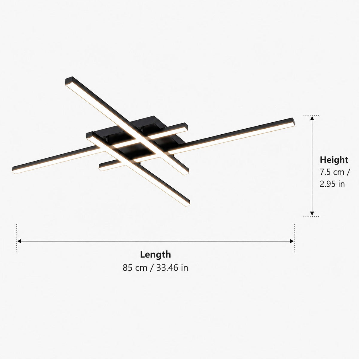 Modern linjär LED-taklampa - justerbar färgtemperatur, järnram och akryldiffusor