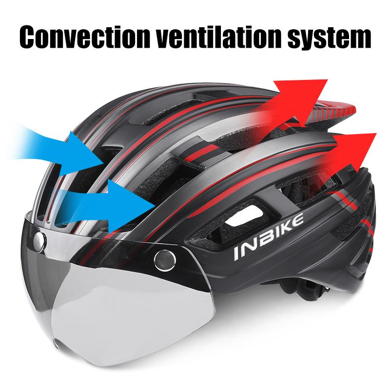 Kask rowerowy – okulary, wizjer, tylne światło LED