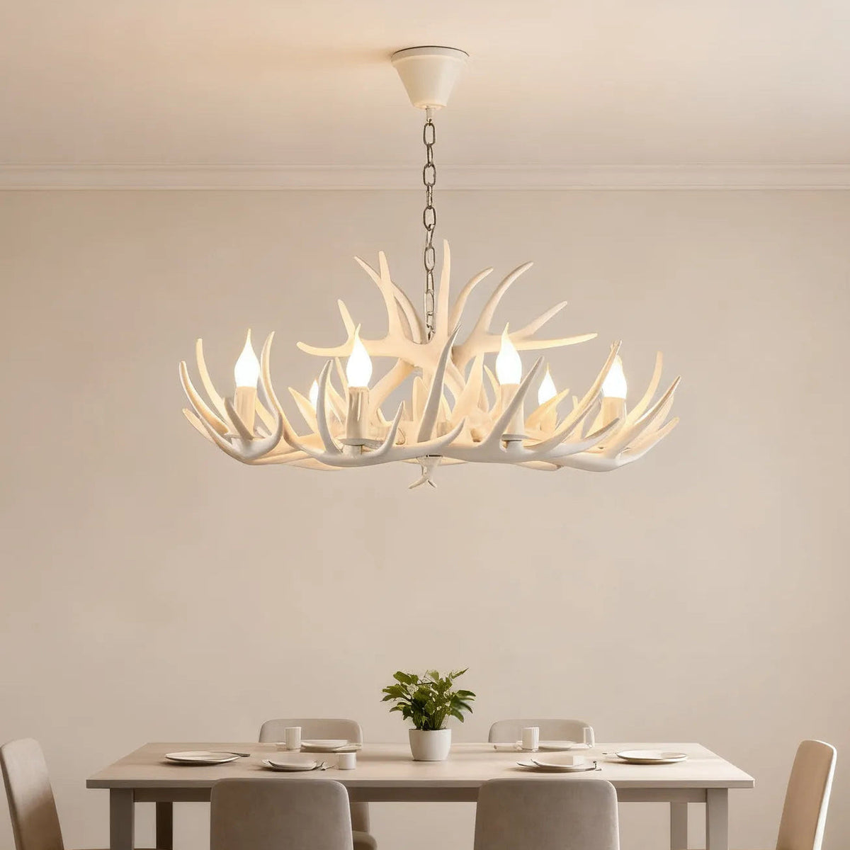 Lampadario di corna di cervo Mid-Century ad altezza regolabile per sala da pranzo | boxzora