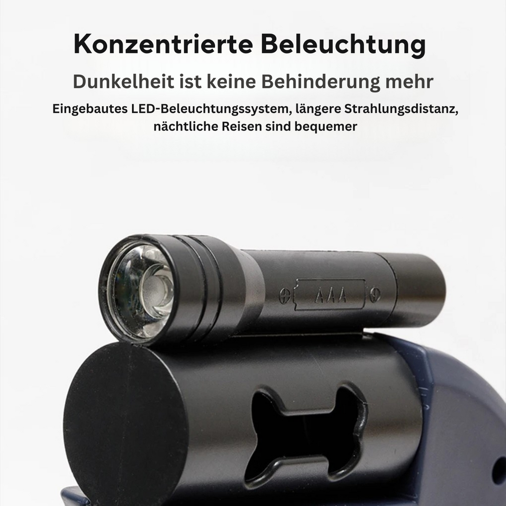 Infällbart dubbelt hundkoppel – trasselfri design, inbyggd LED-lampa