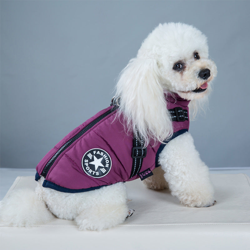 Waterproof Winter Dog Jacket — Integrated Harness Design