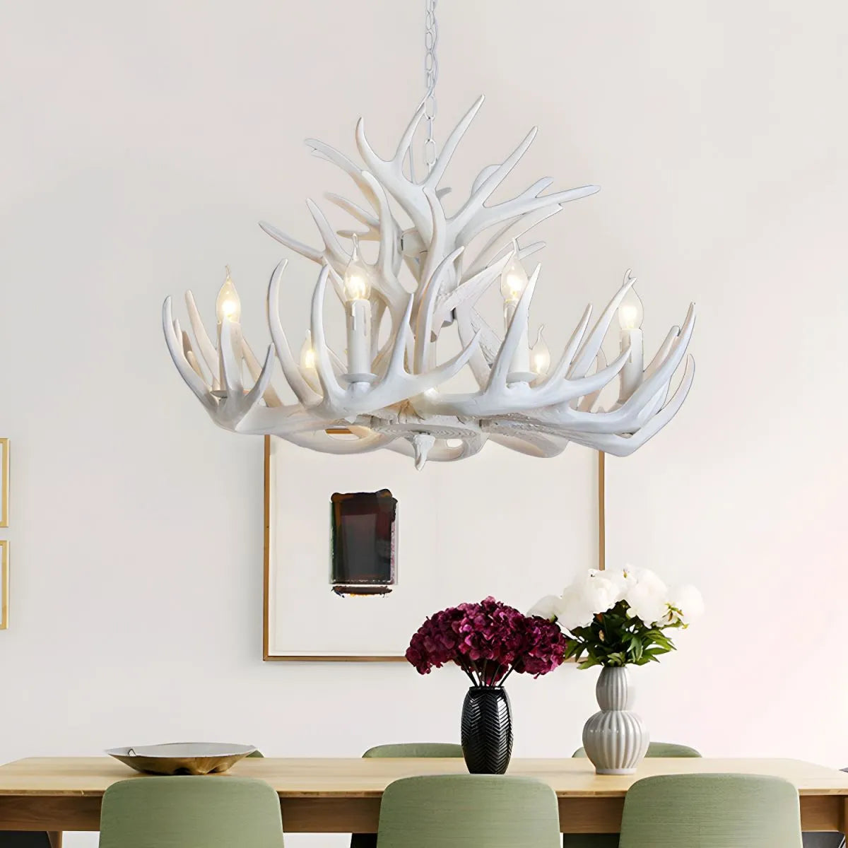 Lampadario di corna di cervo Mid-Century ad altezza regolabile per sala da pranzo | boxzora