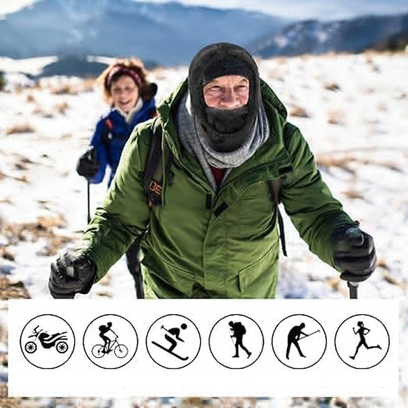 Gorro de inverno 3 em 1 — proteção quente contra o vento, gola e cobertura para o rosto