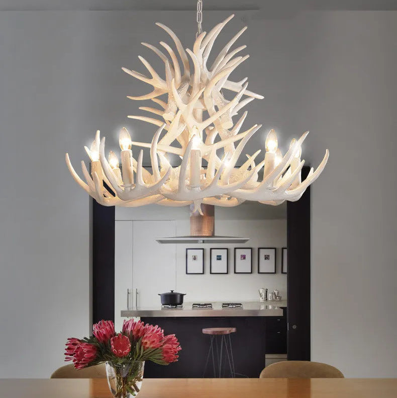 Lampadario di corna di cervo Mid-Century ad altezza regolabile per sala da pranzo | boxzora