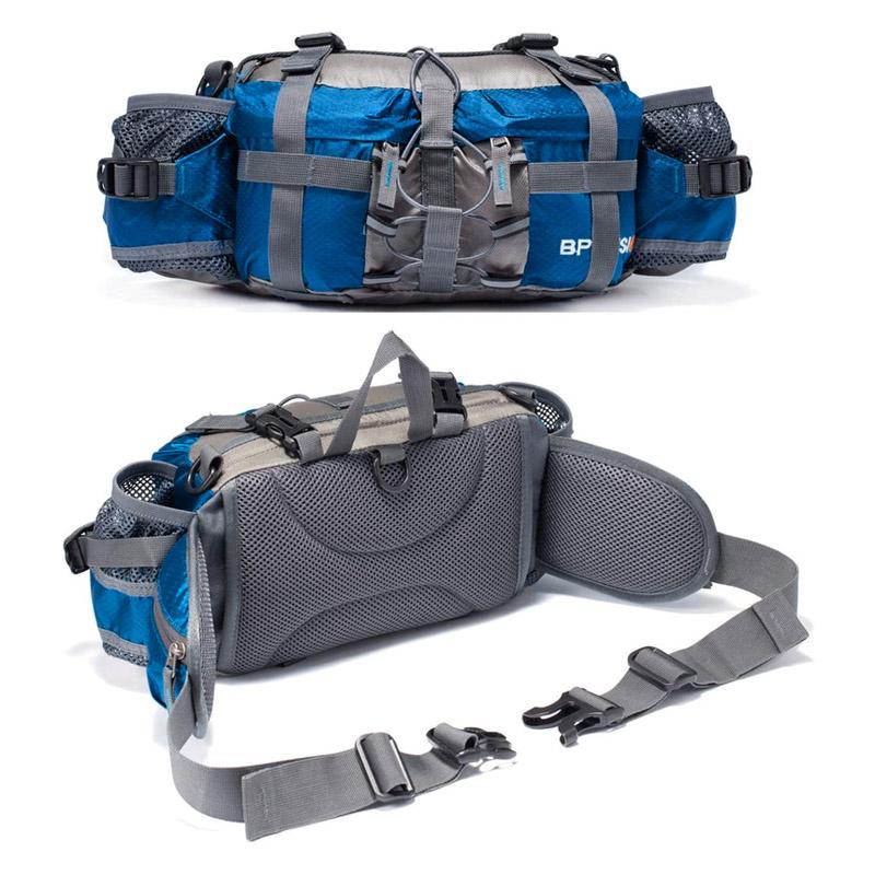 Adjustable Nylon Hiking Waist Pack — 26–50in Strap, Breathable Mesh Pad, 11x5x6in