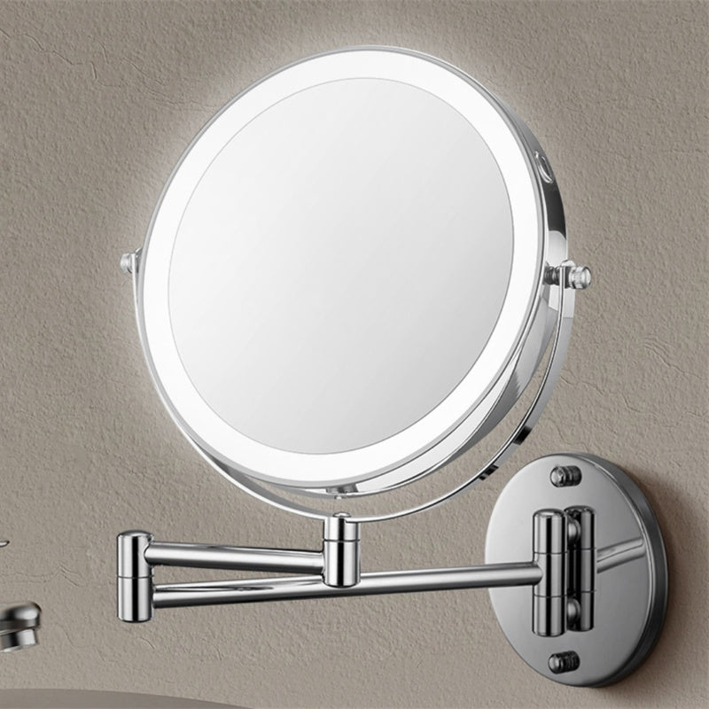 Rechargeable Wall Mounted Shaving Mirror — 360° Rotation Stand, 1X/10X Dual Magnification, Adjustable LED Lighting