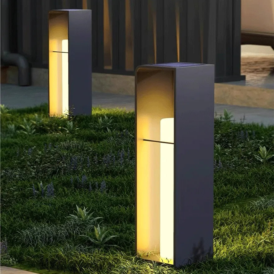 Moderne svart LED-solcellelampe for hagegang | boxzora