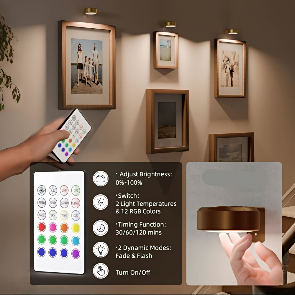 ArtLume trådløse, oppladbare LED-spotter — kabelfritt design, montering uten boring