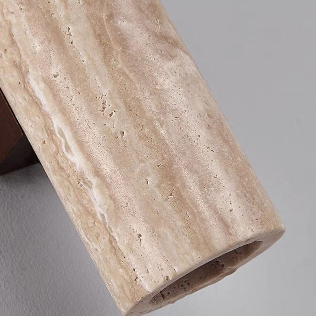 Lampada da parete in travertino a 2 luci Nordivea — Struttura in legno, design scandinavo