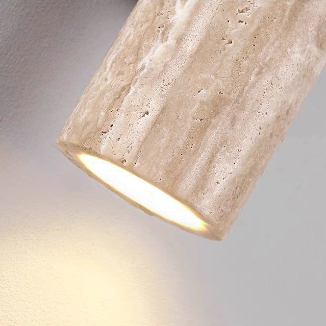 Lampada da parete in travertino a 2 luci Nordivea — Struttura in legno, design scandinavo