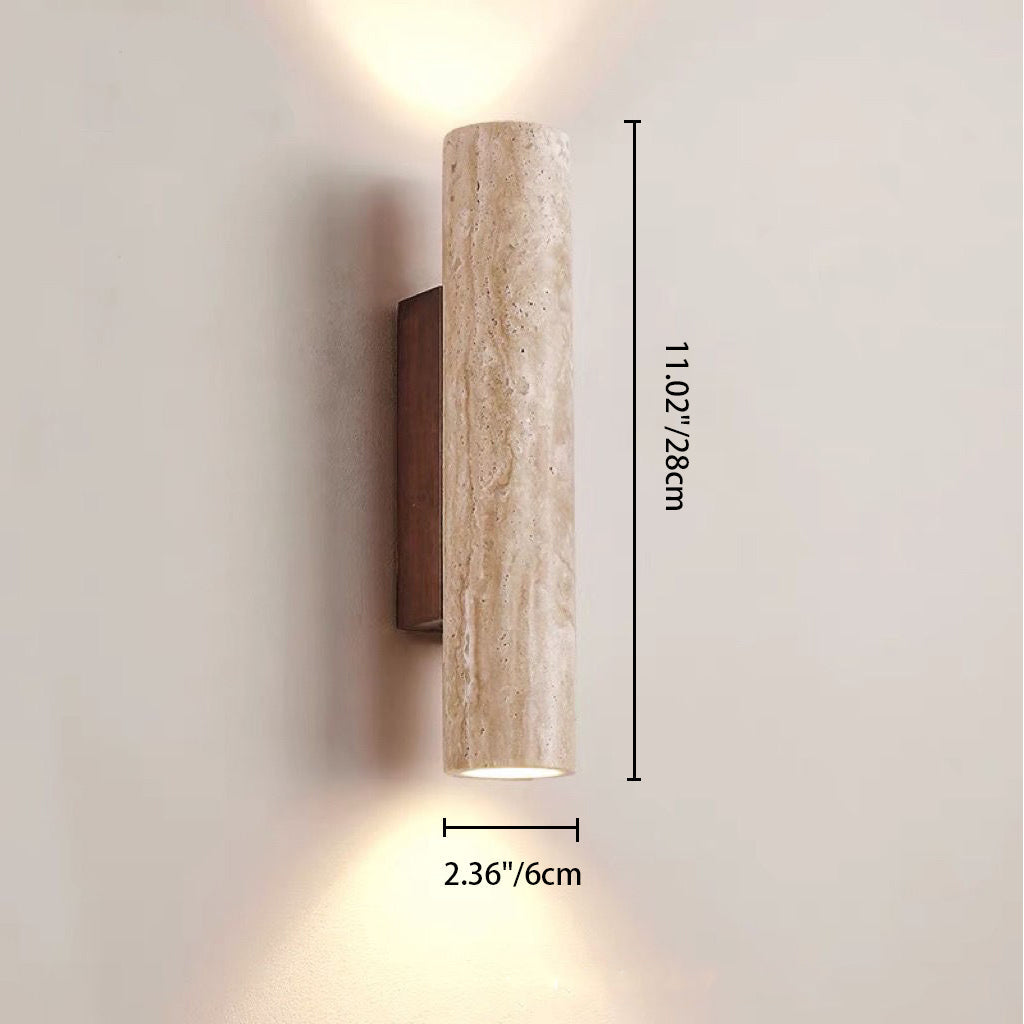 Lampada da parete in travertino a 2 luci Nordivea — Struttura in legno, design scandinavo