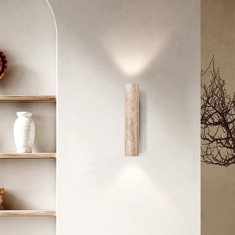 Lampada da parete in travertino a 2 luci Nordivea — Struttura in legno, design scandinavo