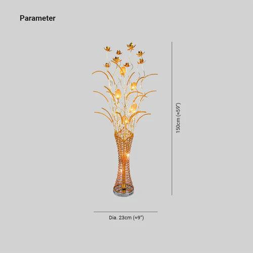 Goldene Stehlampe in Weizenform für das Wohnzimmer | boxzora