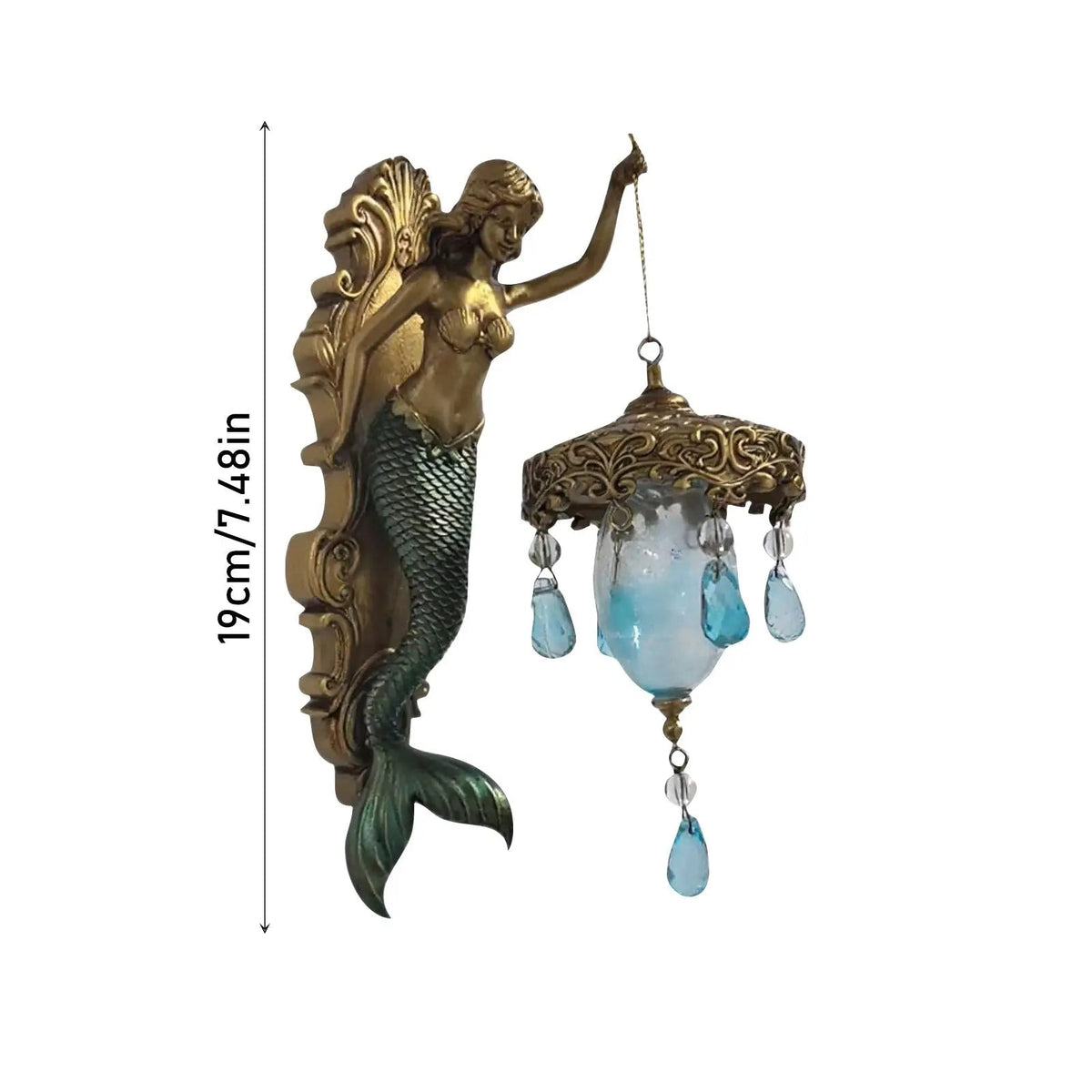مصباح حائط أنيق بطراز باروكي على شكل حورية بحر — تصميم منحوت وتوهج دافئ
