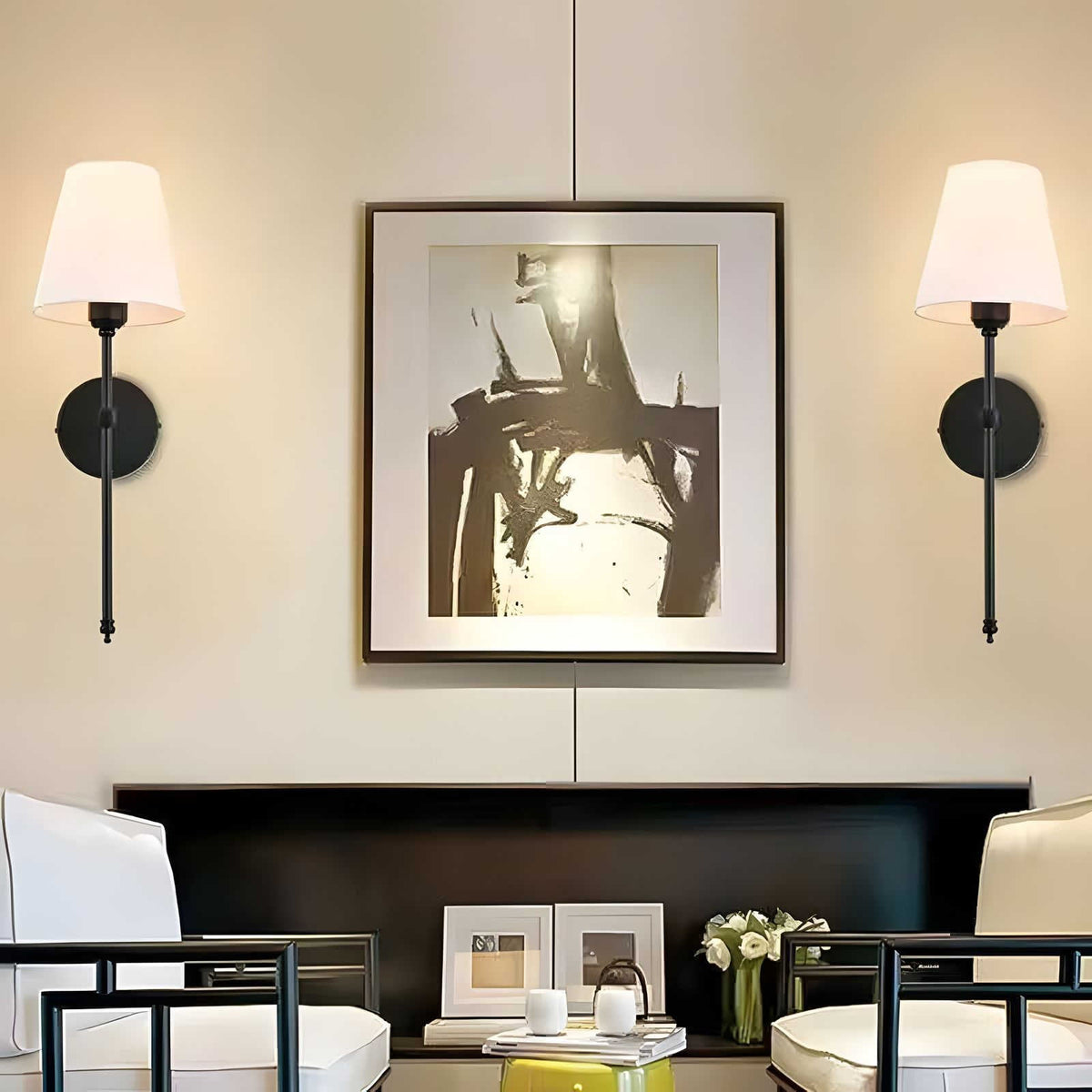 Black and Gold Wireless Wall Lamps