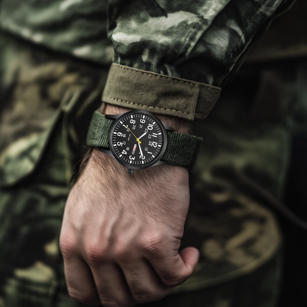 Reloj de exterior de acero inoxidable para hombre – Estilo militar resistente y resistente al agua