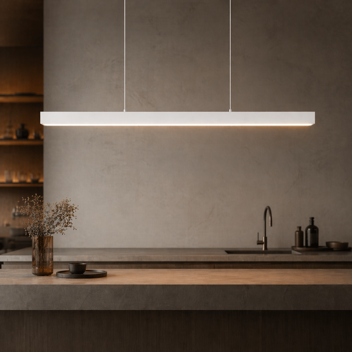 Moderne lineær LED-loftpendel — moderne pendellampe til køkkenø