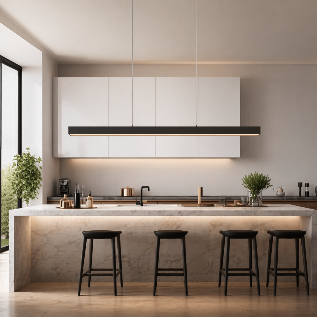 Moderne lineær LED-loftpendel — moderne pendellampe til køkkenø